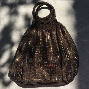 GAP Gold and Brown Knit Sequin Bag